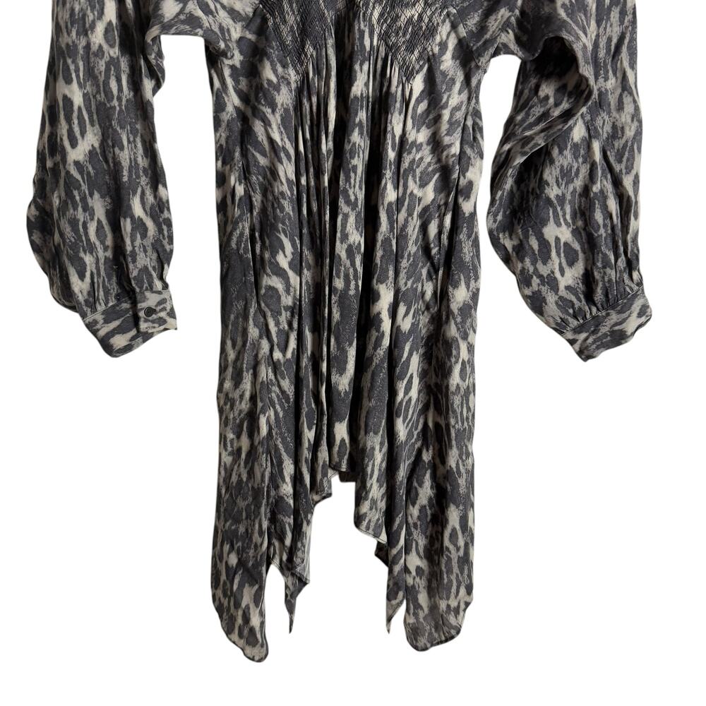All Saints Nichola Gray Leopard Animal V-Neck Handkerchief Mini Dress Size M - Picture 10 of 15